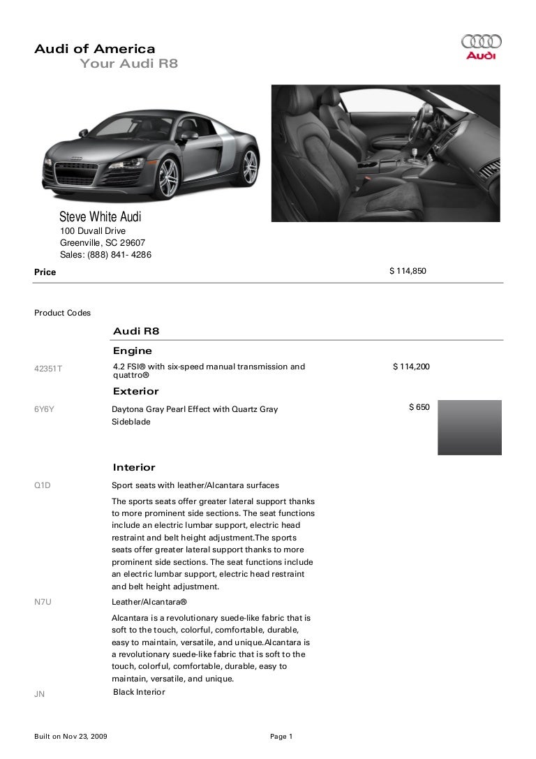 2013 Audi R8 Brochure Pdf